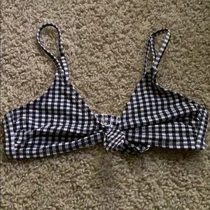 Black and White Gingham Print Bikini Top